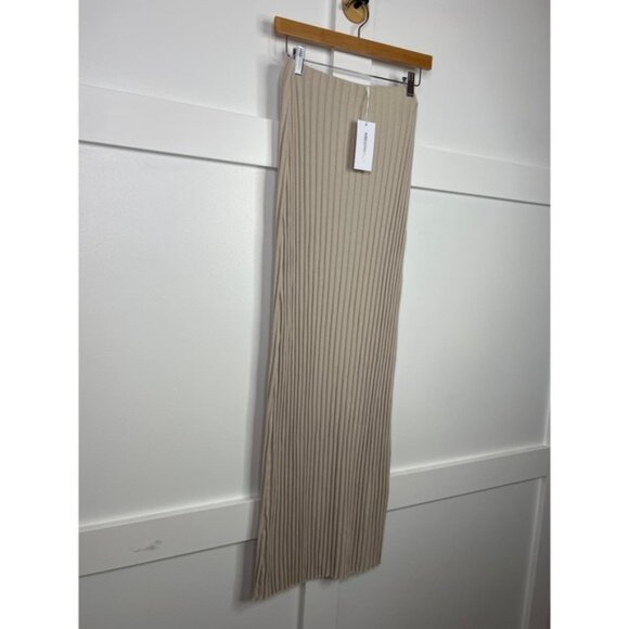 NWT Cotton Citizen Pull On Ribbed Knit Stretch The Capri Maxi Skirt Oatmeal - Picture 3 of 8